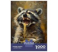 Hard Jigsaw Puzzle for Adults 1000 Pieces Funny Raccoon Eating Food Puzzles for Adults DIY Toys Improve Memory Birthday Present, Gifts, 38x26cm/1000pcs