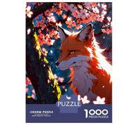 Hard Jigsaw Puzzle for Adults 1000 Pieces Furious Fox Cherry Blossom Puzzle for Adults Hands-on Game Difficult Hard Birthday Present, Gifts, 38x26cm/1000pcs