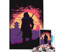 Hard Jigsaw Puzzle for Adults 1000 Pieces Future Samurai at Sunset Brain Teaser Game Challenging Game Toys Birthday Gifts Wall Art (Size 38x52cm)