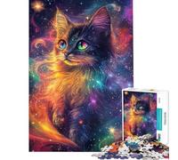 Hard Jigsaw Puzzle for Adults 1000 Pieces Galactic Feline Mystique Puzzles for Teenagers Staycation Kill Time Fun Activities at Home Challenging Game Gifts (Size 50x75cm)