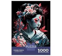 Hard Jigsaw Puzzle for Adults 1000 Pieces Geisha Neon Cherry Blossom Puzzles for Adults Toy Wall Decor Stress Reliever Birthday Present, Gifts, 38x26cm/1000pcs