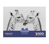 Hard Jigsaw Puzzle for Adults 1000 Pieces Giraffe Love in Black And White Teenager Puzzles Hands-on Game Staycation Kill Time Great Gift for Gaming 70x50cm/1000pcs