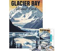 Hard Jigsaw Puzzle for Adults 1000 Pieces Glacier Bay National Park Poster Help The Brain Exercise For Family Fun Educational Toy for Ages 14 And over (38X26cm)