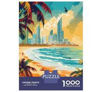 Hard Jigsaw Puzzle for Adults 1000 Pieces Gold Coast Paradise Jigsaw for Adults Relax Games Difficult Challenge Birthday Present, Gifts, 38x26cm/1000pcs