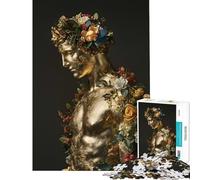Hard Jigsaw Puzzle for Adults 1000 Pieces Golden Apollo Statue with Flowers Help The Brain Exercise For Family Fun Educational Toy for Ages 14 And over (50X75CM)