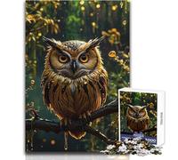 Hard Jigsaw Puzzle for Adults 1000 Pieces Golden Black Owl Soothing Quiet Time Enjoyment Strict Precision Standard Play Toy Size 38x26cm