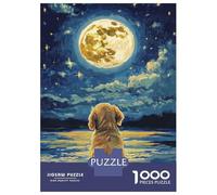 Hard Jigsaw Puzzle for Adults 1000 Pieces Golden Dog Under Moonlight -1 Puzzles for Adults Brain Teaser Game Analysis And Logic Gifts for Friends And Family 38x26cm/1000pcs