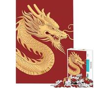 Hard Jigsaw Puzzle for Adults 1000 Pieces Golden Imperial Dragon Educational Challenge Wall Decoration Toy Wall Decor for Age 14+ Game (38X52CM)