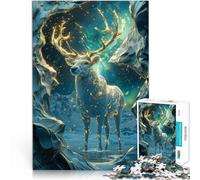 Hard Jigsaw Puzzle for Adults 1000 Pieces Golden Magical Stag Made of cardboard for ages 14 and over Challenging play toys It is ideal as a gift for the whole family。size:38x52cm/14.96x20.47inch