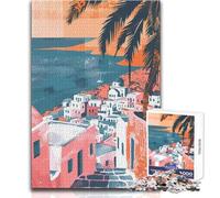 Hard Jigsaw Puzzle for Adults 1000 Pieces Greece Mykonos Travel Art Family Fun & Game Night Pattern Assembly Anti-Stress Toys Size 38x26cm