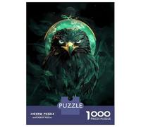 Hard Jigsaw Puzzle for Adults 1000 Pieces Green Eagle Falcon Bird with Moon Jigsaw Puzzle Anti-Stress Toys Precision Cutting Great Gift for Gaming 70x50cm/1000pcs