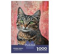 Hard Jigsaw Puzzle for Adults 1000 Pieces Green-Eyed Tabby Portrait -1 Jigsaw Brain Teaser Game Analysis And Logic Great Gift for Gaming 38x26cm/1000pcs