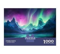 Hard Jigsaw Puzzle for Adults 1000 Pieces Green Pink Aurora Borealis Jigsaw for Adults Hands-on Game Wall Art Birthday Present, Gifts, 38x26cm/1000pcs