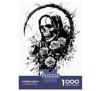 Hard Jigsaw Puzzle for Adults 1000 Pieces Grim Reaper with Roses Black And White Adult Jigsaw Puzzle Relax Games Enhance Memory Educational Challenge 38x26cm/1000pcs