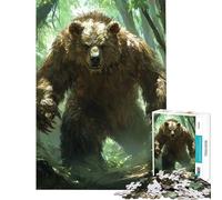 Hard Jigsaw Puzzle for Adults 1000 Pieces Grizzly Bear in Forest Puzzle for Adults Anti-Stress Toys Stress Reliever Great Gifts for Gaming (Size 38x52cm)