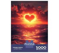 Hard Jigsaw Puzzle for Adults 1000 Pieces Heart Sunset Over The Ocean Puzzles for Adults DIY Toys Improve Memory Birthday Present, Gifts, 38x26cm/1000pcs
