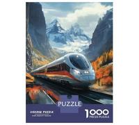 Hard Jigsaw Puzzle for Adults 1000 Pieces High-Speed Train Through Mountains Puzzles for Adults Family Games Pattern Assembly Challenging To Complete 38x26cm/1000pcs