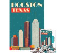 Hard Jigsaw Puzzle for Adults 1000 Pieces Houston Texas Toys Educational Games Relax Games Hand Speed Race Art Work Gifts (size 75x50cm)