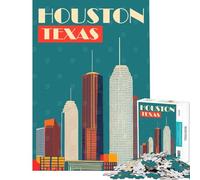 Hard Jigsaw Puzzle for Adults 1000 Pieces Houston Texas Toys Educational Games Relax Games Hand Speed Race Art Work Gifts (size 38x52cm)