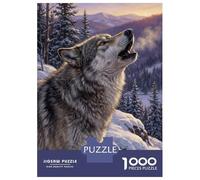 Hard Jigsaw Puzzle for Adults 1000 Pieces Howling Wolf in Winter Landscape Adult Jigsaw Puzzle Hands-on Game For Family Fun Challenging To Complete 52x38cm/1000pcs