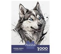 Hard Jigsaw Puzzle for Adults 1000 Pieces Husky Portrait with Abstract Background Puzzles for Adults DIY Toys Improve Memory Birthday Present, Gifts, 70x50cm/1000pcs
