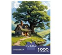 Hard Jigsaw Puzzle for Adults 1000 Pieces Idyllic Cottage by A Stream Jigsaw for Adults Relax Games Difficult Challenge Birthday Present, Gifts, 70x50cm/1000pcs