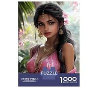 Hard Jigsaw Puzzle for Adults 1000 Pieces Indian Woman in Pink Sari Puzzles for Adults Toy Wall Decor Stress Reliever Birthday Present, Gifts, 70x50cm/1000pcs