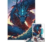 Hard Jigsaw Puzzle for Adults 1000 Pieces Infernal Azure︰ The Flame-Scaled Dragon Jigsaw for Adults DIY Toys But Fun And Humorous Great Gifts for Gaming (Size 50x75cm)