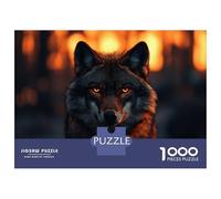 Hard Jigsaw Puzzle for Adults 1000 Pieces Intense Wolf Portrait with Glowing Eyes Puzzles for Adults Brain Teaser Game Analysis And Logic Gifts for Friends And Family 52x38cm/1000pcs