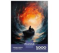 Hard Jigsaw Puzzle for Adults 1000 Pieces Into The Abyss Surreal Lone Boatman Jigsaw Brain Teaser Game Analysis And Logic Great Gift for Gaming 70x50cm/1000pcs