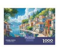 Hard Jigsaw Puzzle for Adults 1000 Pieces Italian Village Waterfront Scene-1 Jigsaw Brain Teaser Game Analysis And Logic Great Gift for Gaming 38x26cm/1000pcs