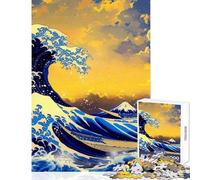 Hard Jigsaw Puzzle for Adults 1000 Pieces Japanese Wave Educational Games Difficult Hard Toy Wall Decor Artists' Collection, Fine Arts (38x52cm)