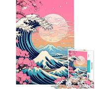 Hard Jigsaw Puzzle for Adults 1000 Pieces Japanese Wave of Kanagawa Fun Activities at Home Pattern Assembly Anti-Stress Toys for And 14 Years And over (38x26cm)