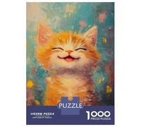Hard Jigsaw Puzzle for Adults 1000 Pieces Joyful Kitty Smile Jigsaw for Adults Relax Games Difficult Challenge Birthday Present, Gifts, 70x50cm/1000pcs