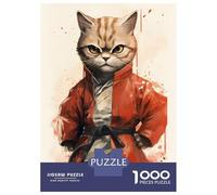Hard Jigsaw Puzzle for Adults 1000 Pieces Karate Cat in Uniform Puzzles for Adults Brain Teaser Game Analysis And Logic Gifts for Friends And Family 70x50cm/1000pcs