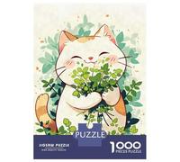 Hard Jigsaw Puzzle for Adults 1000 Pieces Kawaii Happy Catnip Cat Jigsaw Brain Teaser Game Analysis And Logic Great Gift for Gaming 38x26cm/1000pcs