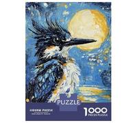 Hard Jigsaw Puzzle for Adults 1000 Pieces Kingfisher Under Moonlight Jigsaw for Adults Relax Games Difficult Challenge Birthday Present, Gifts, 70x50cm/1000pcs