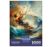 Hard Jigsaw Puzzle for Adults 1000 Pieces Kitesurfing in Motion Jigsaw Puzzle Anti-Stress Toys Precision Cutting Great Gift for Gaming 52x38cm/1000pcs