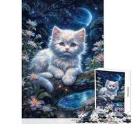 Hard Jigsaw Puzzle for Adults 1000 Pieces Kitten Dreaming in Night DIY Toys Gift Birthday Practical Game Artists' Collection, Fine Arts Size 50x75cm