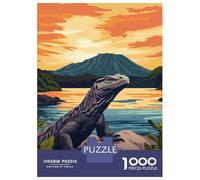 Hard Jigsaw Puzzle for Adults 1000 Pieces Komodo Dragon Sunset Jigsaw for Adults Hands-on Game Wall Art Birthday Present, Gifts, 52x38cm/1000pcs