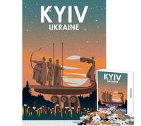 Hard Jigsaw Puzzle for Adults 1000 Pieces Kyiv Ukraine at Night Adult Jigsaw Puzzles Difficult Hard Educational Challenge Stress Reduction Gifts (50x75cm)