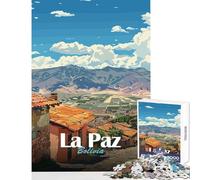 Hard Jigsaw Puzzle for Adults 1000 Pieces La Paz, Bolivia Landscape Toy Wall Decor Art Work Gift Practical Game Artists' Collection, Fine Arts Size 50x75cm