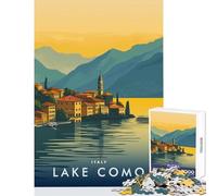 Hard Jigsaw Puzzle for Adults 1000 Pieces Lake Como Italy Adult Jigsaw Puzzles Difficult Hard Educational Challenge Stress Reduction Gifts (38x26cm)