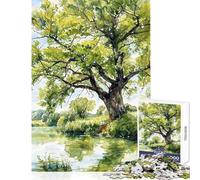 Hard Jigsaw Puzzle for Adults 1000 Pieces Lakeside Tranquility Educational Games Difficult Hard Toy Wall Decor Artists' Collection, Fine Arts (38x52cm)