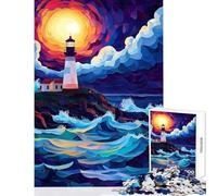 Hard Jigsaw Puzzle for Adults 1000 Pieces Lighthouse Sunset Educational Games Difficult Hard Toy Wall Decor Artists' Collection, Fine Arts (38x52cm)