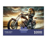 Hard Jigsaw Puzzle for Adults 1000 Pieces Lion Biker Motorcycle Art Print Jigsaw for Adults Relax Games Difficult Challenge Birthday Present, Gifts, 52x38cm/1000pcs