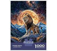 Hard Jigsaw Puzzle for Adults 1000 Pieces Lion on Rock with Moon And Stars Jigsaw Brain Teaser Game Analysis And Logic Great Gift for Gaming 38x26cm/1000pcs
