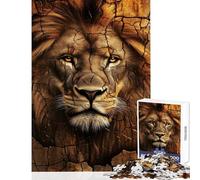 Hard Jigsaw Puzzle for Adults 1000 Pieces Lion Portrait with Cracked Earth Texture Relax Games Learning Educational Anti-Stress Toys Fun at Home Activities, (50x75cm)