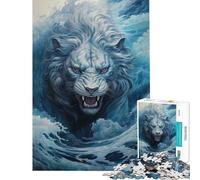 Hard Jigsaw Puzzle for Adults 1000 Pieces Lion Waves Japanese Learning Educational Toys Relaxing Games Learning Educational Gifts For Birthdays (Size 50x75cm)