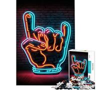 Hard Jigsaw Puzzle for Adults 1000 Pieces Live Music Neon for Birthday, Chrismas Perfect Decoration Educational Game Suitable for Ages 14 And Up (50x75cm)